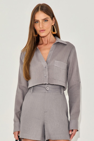 Camisa Linho Aline Cinza