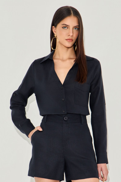 Camisa Linho Aline Preto
