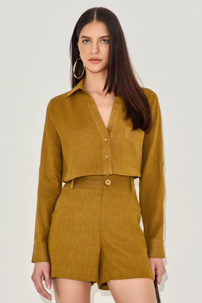 Camisa Linho Aline Verde Oliva