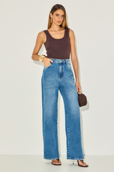 Calça Denim Reta Jacqueline  Blue