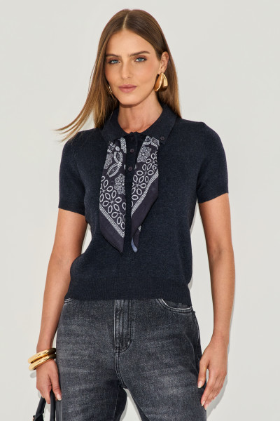 Blusa Polo Scarf Preto 
