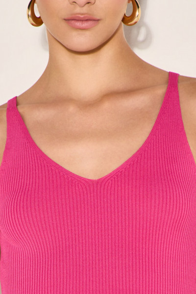Blusa Tricot Regata Decote V Rafaela Rosa