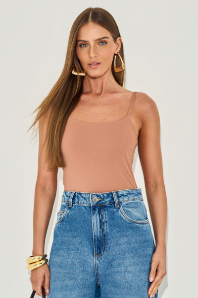 Blusa Básica Mari Bege Escuro