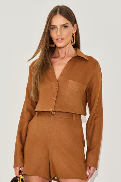 Camisa Linho Aline Café