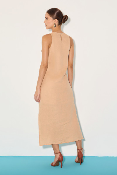 Vestido Linho Majorelle Bege