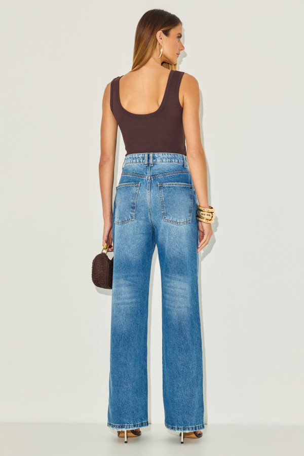 Calça Denim Reta Jacqueline  Blue