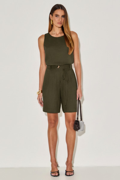 Bermuda Linho Adrielle Verde Militar