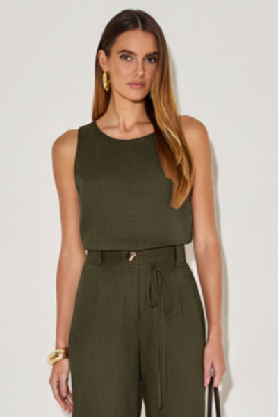 Blusa Linho Adrielle Verde Militar