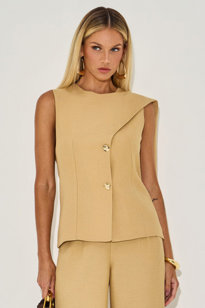 Blusa Alfaiataria Jessyca Bege Médio 