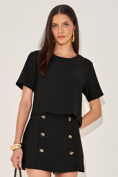 Blusa Alfaiataria Sorelle Preto 