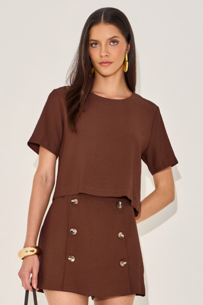 Blusa Alfaiataria Sorelle Chocolate 