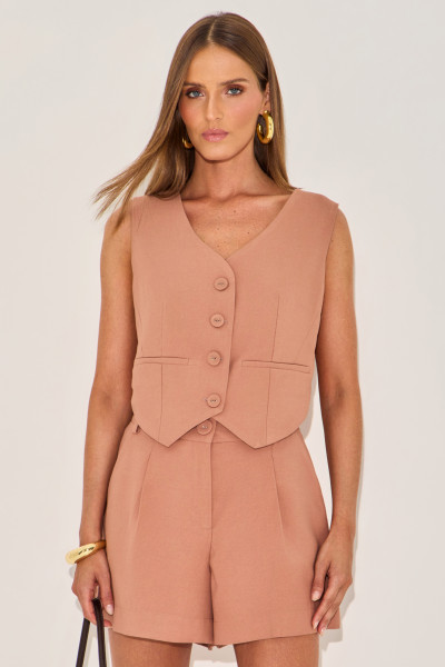 Colete Linen Elara Mocha
