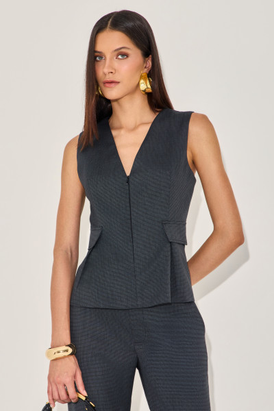 Blusa Alfaiataria Xadrez Lumi Preto 