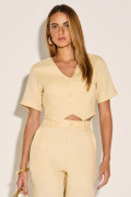 Blusa Linho Cristal Amarelo Claro