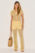Calça Tricot Amora Amarelo Claro