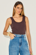 Blusa Regata Rib Caetana Marrom