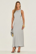 Vestido Crepe Nadine Cinza