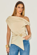 Blusa Crepe Sayuri Bege Médio