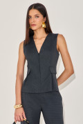 Blusa Alfaiataria Xadrez Lumi Preto 