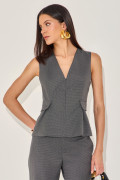 Blusa Alfaiataria Xadrez Lumi Chumbo 