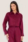 Camisa Cropped Linho Belly Açaí