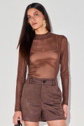 Blusa Tule Joeli Marrom