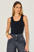 Blusa Regata Rib Caetana Preto