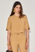 Blusa Martingale Arielle Bege Médio