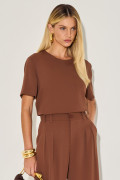 Blusa Alfaiataria Eliana Chocolate 