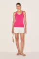 Blusa Tricot Regata Decote V Rafaela Rosa