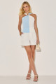 Blusa Canelada Bicolor Tuany Azul Céu