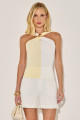 Blusa Canelada Bicolor Tuany Manteiga