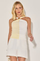 Blusa Canelada Bicolor Tuany Manteiga