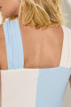 Blusa Canelada Bicolor Tuany Azul Céu