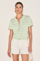 Blusa Polo Listrada Liza Verde Claro