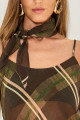 Blusa Crepe Xadrez Lana Verde Militar