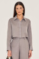 Camisa Cropped Linho Belly Cinza